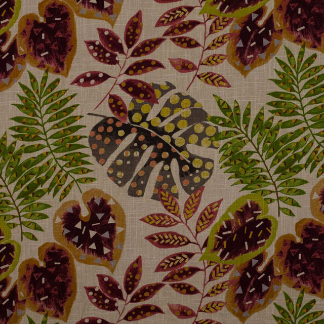 Tropix Henna by RM CoCo Designer Fabric Prive Vol 2 55% Linen 45% Viscose See Sample 0 Horizontal: 25 and Vertical: 24.5 52 - Swanky Fabrics -