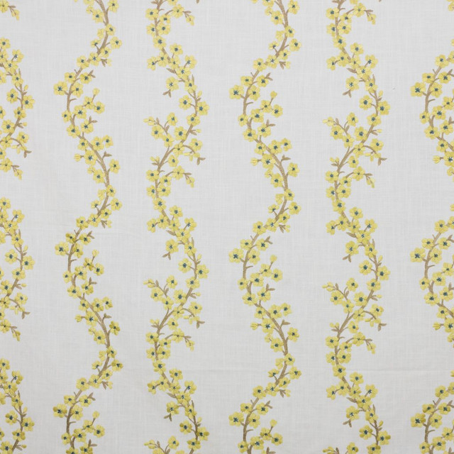 Cherry Blossom Butter by RM CoCo Designer Fabric 2018 Spring - Prive Collection 70% Viscose 30% Linen Embroidery: 100% Viscose See Sample 0 Horizontal: 13.25 and Vertical: 12.38 57 - Swanky Fabrics -