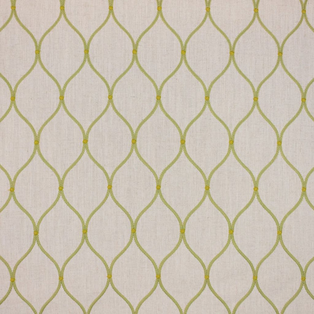 Ricci Trellis Moss by RM CoCo Designer Fabric Inspired Living Vol 17 92% Polyester 8% Linen See Sample 0 Horizontal: 4 and Vertical: 7.75 58 - Swanky Fabrics -