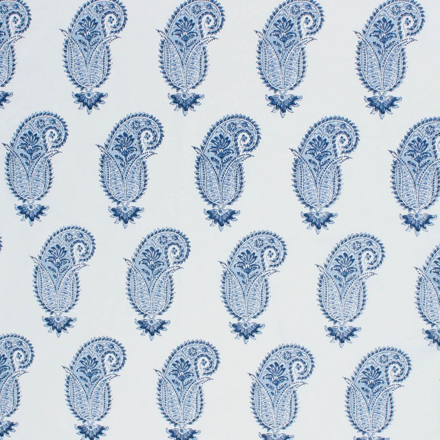 Akbar Paisley China Blue by RM CoCo Designer Fabric Inspired Living Vol 10 100% Cotton See Sample 9000 Horizontal: 6.75 and Vertical: 24 58 - Swanky Fabrics -