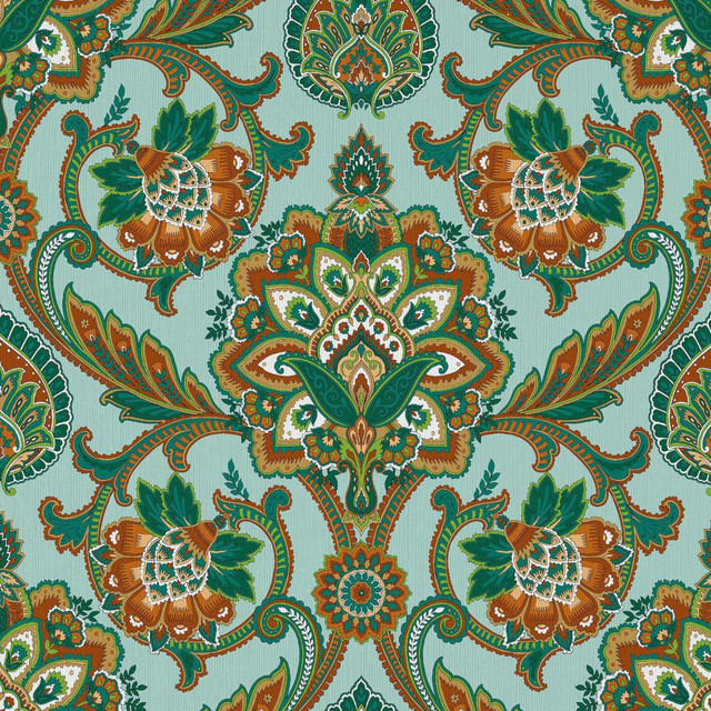 Blickling Garden Damask Tidal Pool by RM CoCo Designer Fabric ColorWorks Fall 2021 RM Studio See Sample 0 Horizontal: 27 and Vertical: 27 0 - Swanky Fabrics -