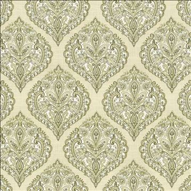 Copa Damask Moss by Kasmir Designer Fabric 5065 55% Linen 45% Rayon CHINA 15,000 Wyzenbeek Double Rubs H: 14 3/8 inches, V: 14 5/8 inches 54 - 55 - Swanky Fabrics - Kasmir