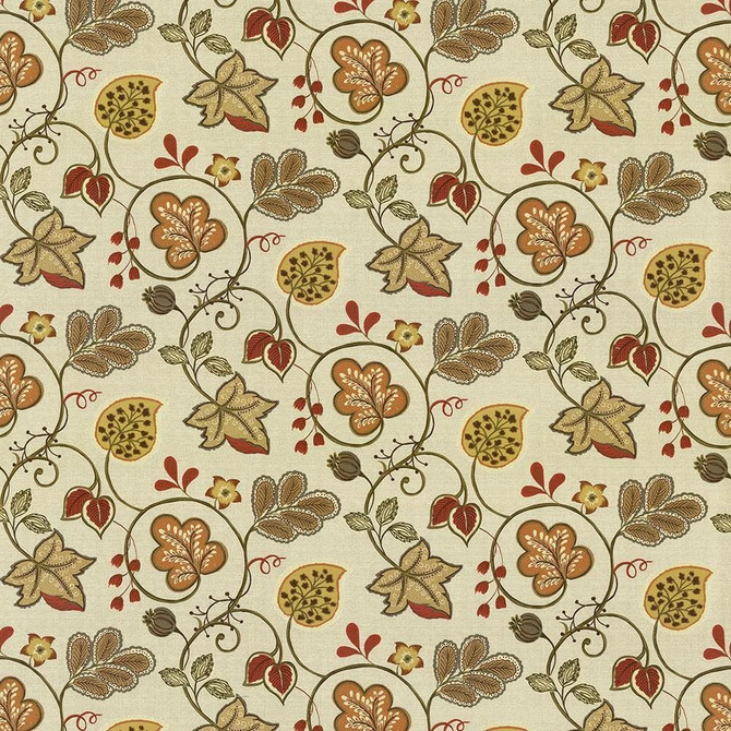 Darjeeling Harvest by Kasmir Designer Fabric 5063 100% Cotton PAKISTAN 15,000 Wyzenbeek Double Rubs Horizontal: 27 inches and Vertical: 25 2/8 inches 54 - 55 - Swanky Fabrics -