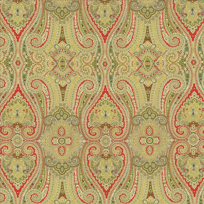 Grand Paisley Honeysuckle by Kasmir Designer Fabric See sample 100% Cotton
 CHINA 51,000 Wyzenbeek Double Rubs </p><p>Repeat: Horizontal: 13 4/8 inches and Vertical: 25 2/8 inches 54 - Swanky Fabrics -