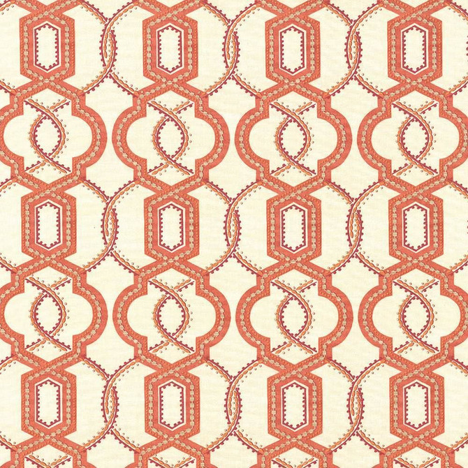 Grandover Coral by Kasmir Designer Fabric See sample 100% Cotton
 USA 15,000 Wyzenbeek Double Rubs </p><p>Repeat: Horizontal: 9 inches and Vertical: 13 4/8 inches 54 - Swanky Fabrics -