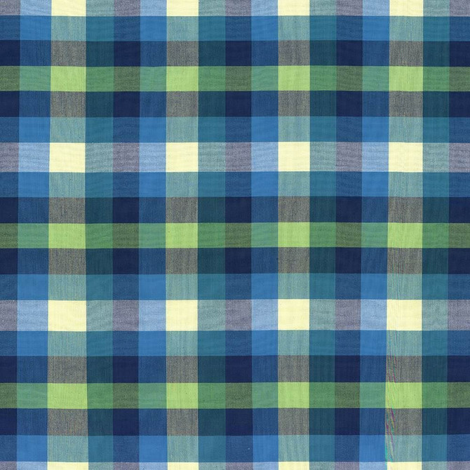 Grimaldi Check Mediterranean by Kasmir Designer Fabric 5073 100% Cotton
 INDIA 30,000 Wyzenbeek Double Rubs </p><p>Repeat: Horizontal: 6 6/8 inches and Vertical: 13 4/8 inches 54 - Swanky Fabrics -