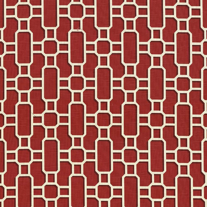 Hakkasan Fret Rouge by Kasmir Designer Fabric See sample 100% Cotton
 USA 15,000 Wyzenbeek Double Rubs </p><p>Repeat: Horizontal: 9 inches and Vertical: 12 5/8 inches 54 - Swanky Fabrics -