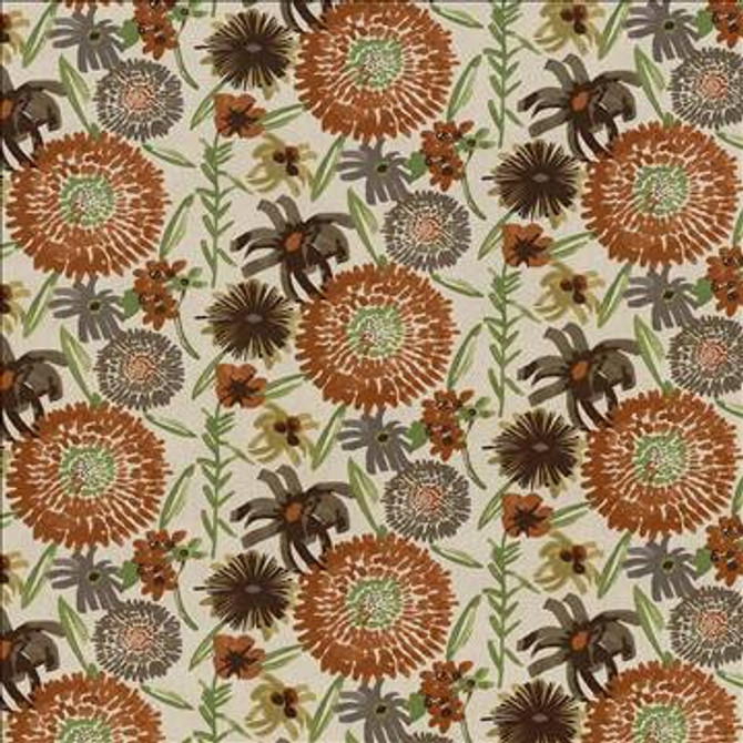 Painterly Garden Persimmon by Kasmir Designer Fabric 5079 50% Cotton 50% Linen CHINA 30,000 Martindale Cycles H: 27 inches, V: 13 4/8 inches 54 - Swanky Fabrics - Kasmir