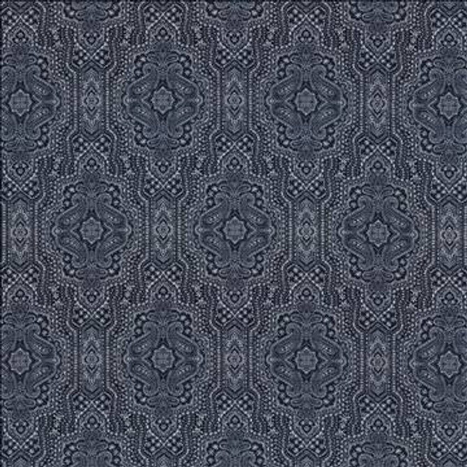Purana Paisley Indigo by Kasmir Designer Fabric 5115 100% Cotton USA 15,000 Wyzenbeek Double Rubs H: 13 4/8 inches, V: 25 2/8 inches 54 - Swanky Fabrics - Kasmir