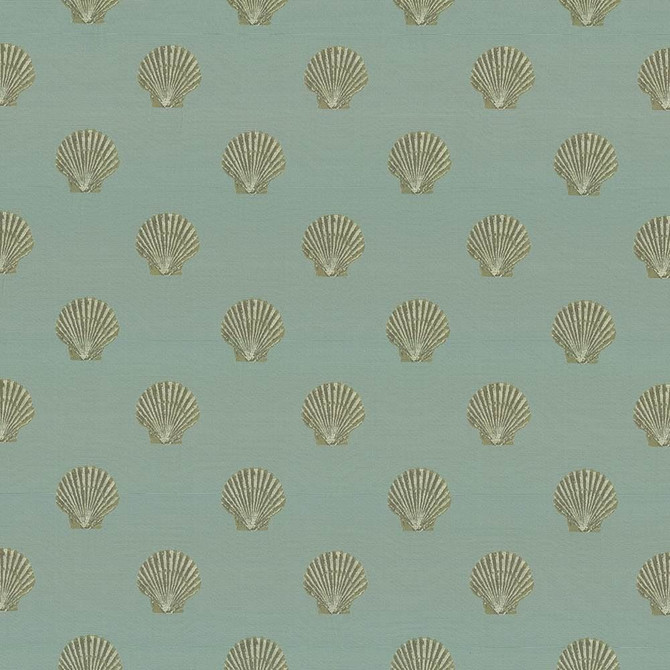 Shell Pointe Sea by Kasmir Designer Fabric 1441 100% Polyester CHINA 60,000 Wyzenbeek Double Rubs Horizontal: 7 4/8 inches and Vertical: 7 5/8 inches 56 - Swanky Fabrics -