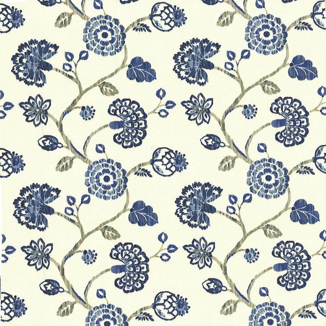 Stoneleigh Cobalt  by Kasmir Designer Fabric 1436 100% Cotton
 USA 12,000 Wyzenbeek Double Rubs Horizontal: 27 inches and Vertical: 25 2/8 inches 54  - Swanky Fabrics -