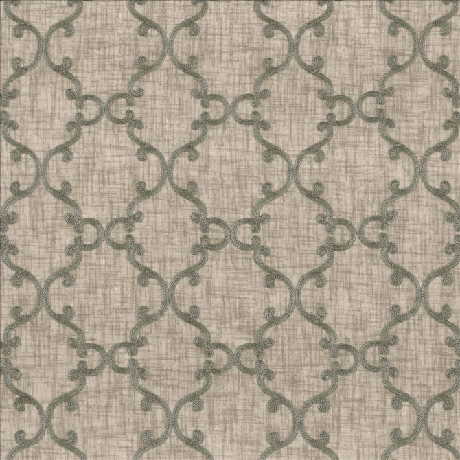 Twirl Silver by Kasmir Designer Fabric See sample 100% Polyester
 CHINA Not Tested </p><p>Repeat: Horizontal: 6 inches and Vertical: 6 inches 56 - Swanky Fabrics -