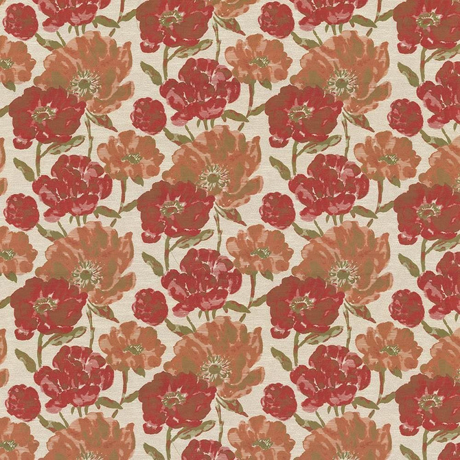 Verdier Poppy  by Kasmir Designer Fabric 1434 87% Polyester
13% Rayon
 CHINA 60,000 Wyzenbeek Double Rubs Horizontal: 30 inches and Vertical: 23 inches 60  - Swanky Fabrics -