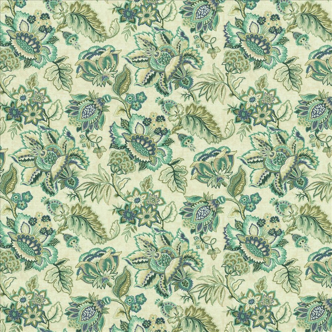 Bay Garden Seafoam by Kasmir Designer Fabric See sample 100% Cotton
 SOUTH KOREA 50,000 Wyzenbeek Double Rubs </p><p>Repeat: Horizontal: 27 inches and Vertical: 27 inches 54 - Swanky Fabrics -