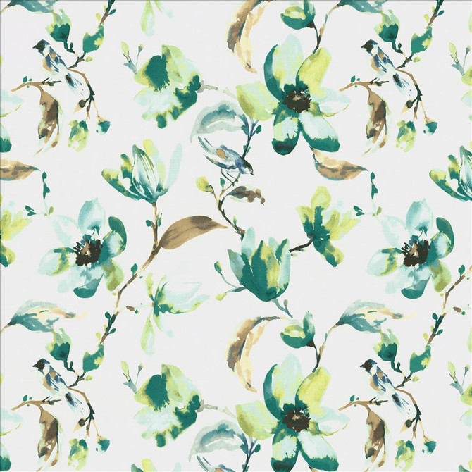 Bird Is The Word Mist  by Kasmir Designer Fabric 5142 100% Cotton
 SPAIN 30,000 Wyzenbeek Double Rubs Horizontal: 27 inches and Vertical: 27 inches 54  - Swanky Fabrics -