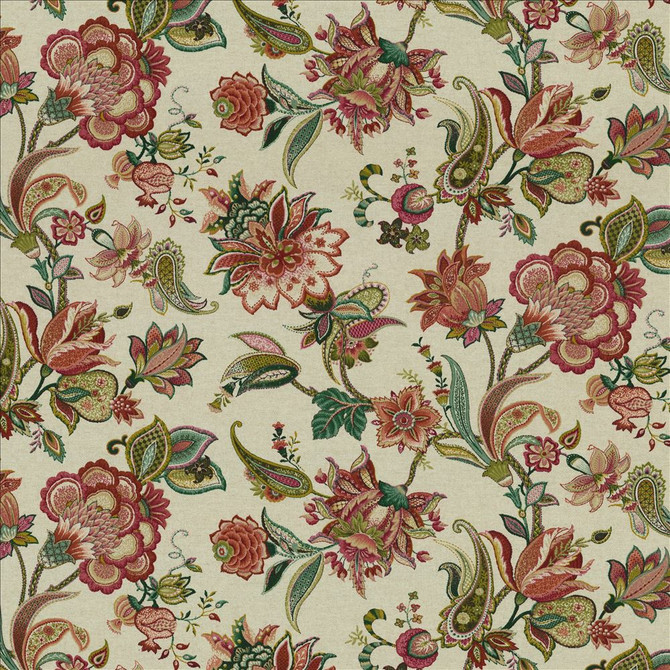 Itzel Geranium by Kasmir Designer Fabric 5155 90% Cotton 5% Flax 5% Rayon USA 15,000 Wyzenbeek Double Rubs Horizontal: 54 inches and Vertical: 26 4/8 inches 54 - Swanky Fabrics -