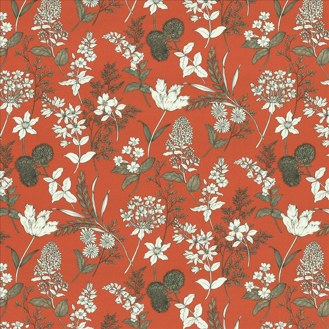 Lily Chili by Kasmir Designer Fabric 5155 100% Cotton SPAIN 35,000 Wyzenbeek Double Rubs Horizontal: 27 inches and Vertical: 27 inches 54 - Swanky Fabrics -