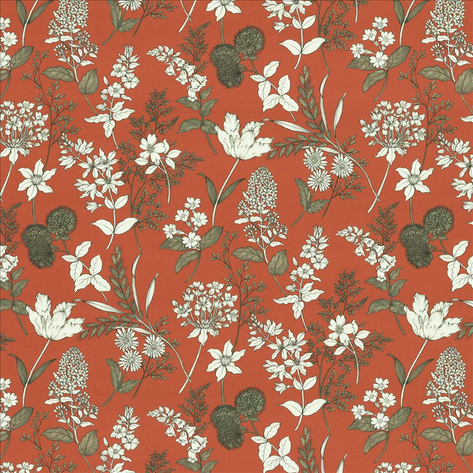 Lily Chili by Kasmir Designer Fabric 5155 100% Cotton
 SPAIN 35,000 Wyzenbeek Double Rubs </p><p>Repeat: Horizontal: 27 inches and Vertical: 27 inches 54 - Swanky Fabrics -