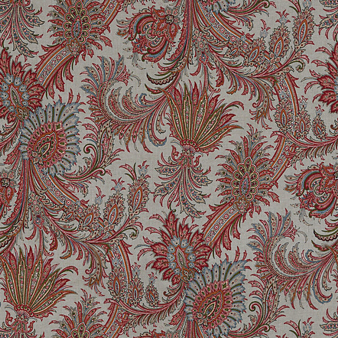 Amelie/Blue Multi Ao 00034016 by Old World Weavers Designer Fabric                                                                        100% LINEN ITALY LIGHT DUTY Horizontal: 25.5" and Vertical: 27.25" 55"  - Swanky Fabrics -