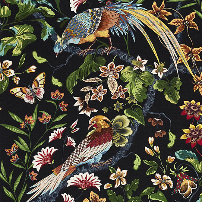 Botany Bay/Black Ruby Jp 00021340 by Old World Weavers Designer Fabric DORSET COAST & WOODLAND ESTATE                                         82% VISCOSE 18% LINEN UNITED KINGDOM MEDIUM DUTY Horizontal: 43.25" and Vertical: 27" 54"  - Swanky Fabrics -