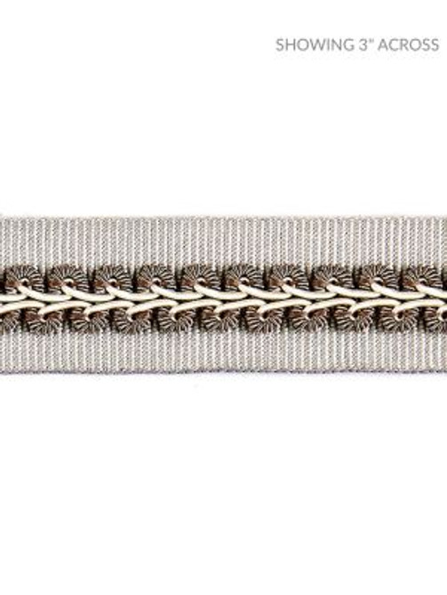 Cecile Gimp Tape French Grey SCV12430003 by Scalamandre Designer Trim BOTANICA 44% RAYON 43% FIBRANNE, 7% COTTON 6% POLYESTER CHINA LIGHT DUTY Horizontal: and Vertical: 1 - Swanky Fabrics -