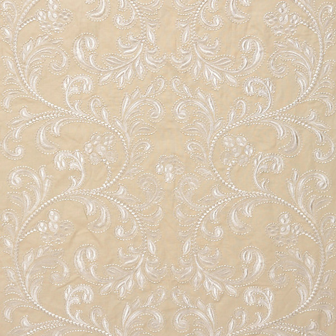 Chiara Embroidery/Chardonnay 27029-001 by Scalamandre Designer Fabric FALL 2015 STOCKED AT 60% LINEN;40% COTTON INDIA LIGHT DUTY Horizontal: 15" and Vertical: 24" 53" - Swanky Fabrics -