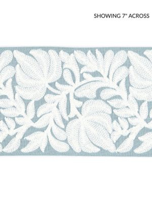 Coventry Embroidered Tape Sky SCT32960002 by Scalamandre Designer Trim BOTANICA 70% LINEN 30% SPUN VISCOSE INDIA LIGHT DUTY Horizontal: and Vertical: 5 - Swanky Fabrics -