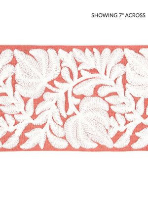 Coventry Embroidered Tape Coral SCT32960004 by Scalamandre Designer Trim BOTANICA 70% LINEN 30% SPUN VISCOSE INDIA LIGHT DUTY Horizontal: and Vertical: 5 - Swanky Fabrics -