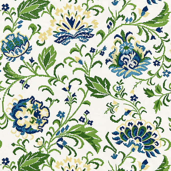 Delphine Embroidery/Jardin 27173-002 by Scalamandre Designer Fabric LA BOHEME 66% COTTON 18% VISCOSE 16% SPUN POLYESTER INDIA MEDIUM DUTY Horizontal: 22.875" and Vertical: 24.875" 49.625" - Swanky Fabrics -