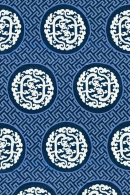 Dragon'S Fret Embroidery Midnight SC272150002 by Scalamandre Designer Fabric CHINOIS CHIC 75% LINEN 25% POLYESTER INDIA LIGHT DUTY Horizontal: 24" and Vertical: 13.5" 54 - Swanky Fabrics -