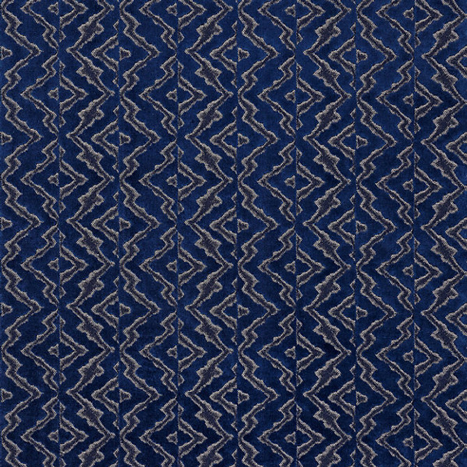 Echo Velvet/Midnight Sky 27085-005 by Scalamandre Designer Fabric SCALAMANDRE WAREHOUSE 75% COTTON 25% VISCOSE INDIA HEAVY DUTY Horizontal: 4.875" and Vertical: 6.875" 54" - Swanky Fabrics -