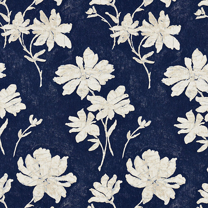 Flore Batik/Indigo Sc 000227082 by Scalamandre
 Designer Fabric MERCHANTE                                                              100% COTTON ITALY MEDIUM DUTY Horizontal: 23.625" and Vertical: 13.375" 54"  - Swanky Fabrics -