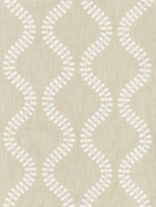 Foglia Embroidery Flax SC271270004 by Scalamandre Designer Fabric BOTANICA 77% COTTON 23% SPUN POLYESTER INDIA LIGHT DUTY Horizontal: 7.625" and Vertical: 8.25" 50 - Swanky Fabrics -