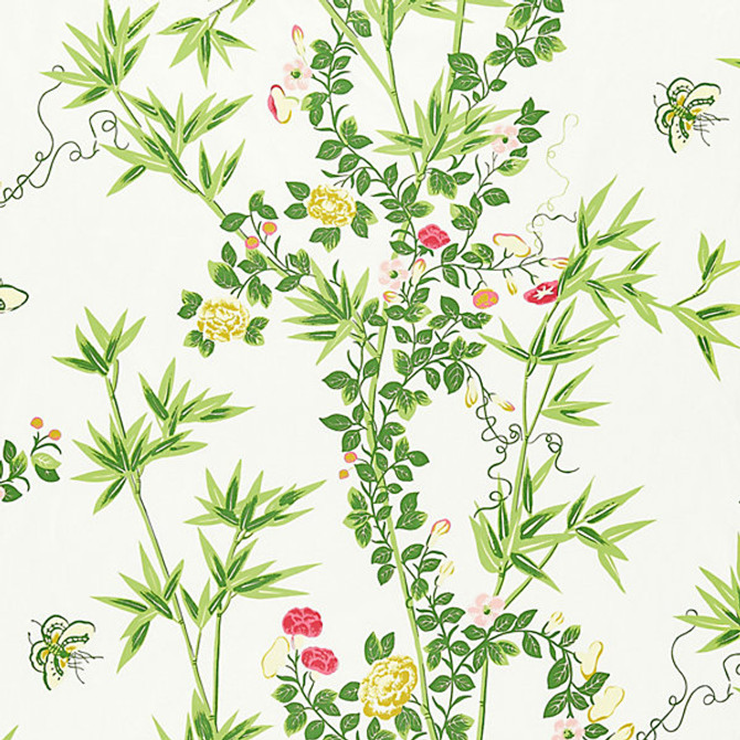 Jardin De Chine/Spring 16608-001 by Scalamandre Designer Fabric SCALAMANDRE WAREHOUSE 100% COTTON UNITED KINGDOM MEDIUM DUTY Horizontal: 46" and Vertical: 27" 54" - Swanky Fabrics -