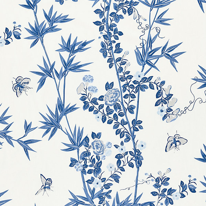Jardin De Chine/Porcelain 16608-002 by Scalamandre Designer Fabric LA BOHEME 100% COTTON UNITED KINGDOM MEDIUM DUTY Horizontal: 46" and Vertical: 27" 54" - Swanky Fabrics -