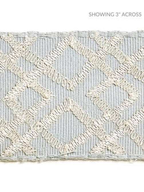 Lattice Tape Mineral SCT32950002 by Scalamandre Designer Trim MODERN LUXURY 70% COTTON 30% VISCOSE INDIA LIGHT DUTY Horizontal: 3.75" and Vertical: 2.75 - Swanky Fabrics -