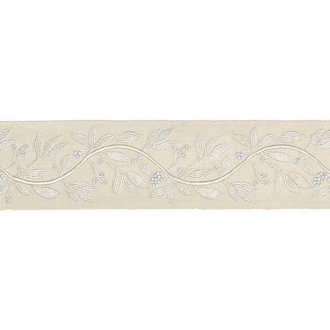 Laurel Embroidered Tape/Vellum by Scalamandre Trim Scalamandre Trim Laurel Embroidered Tape/VellumTrim MODERN LUXURY 50% VISCOSE 35% GLASS 15% METALLIC INDIA </p><p>Repeat: H: 7.5", V: 3.75" - Fabric Carolina -