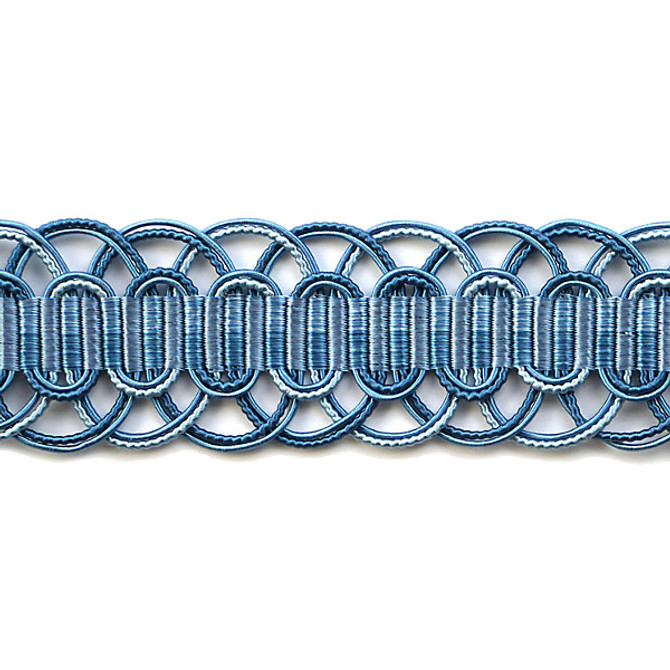 Le Mans/Blues V875-007 by Scalamandre Trim Designer Trim 90% SILK 10% COTTON CHINA LIGHT DUTY Horizontal: and Vertical: 1.5" - Swanky Fabrics -