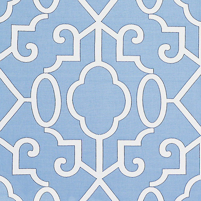 Ming Fretwork/Delft 27012-006 by Scalamandre Designer Fabric ORIANA 45% VISCOSE 30% COTTON 25% LINEN INDIA MEDIUM DUTY Horizontal: 30" and Vertical: 27" 54" - Swanky Fabrics -