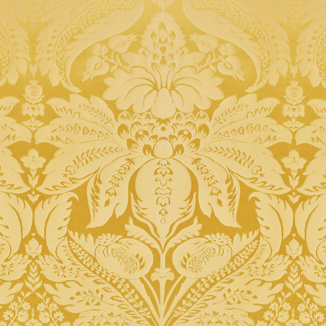 Newport Damask/Vermeil Sc 000220100M by Scalamandre
 Designer Fabric                                                                        100% SILK INDIA LIGHT DUTY Horizontal: 47" and Vertical: 27" 54"  - Swanky Fabrics -
