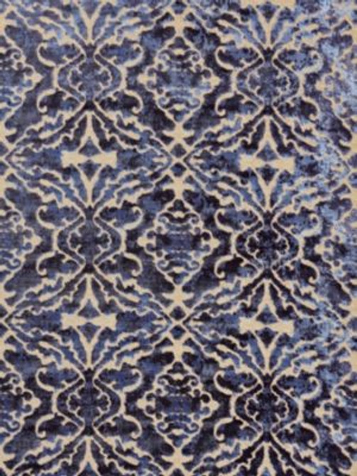 Palazzo Velvet Indigo SC270840005 by Scalamandre Designer Fabric MERCHANTE 49% VISCOSE 38% COTTON 13% METALLIC INDIA HEAVY DUTY Horizontal: 12.875" and Vertical: 13.75" 54 - Swanky Fabrics -