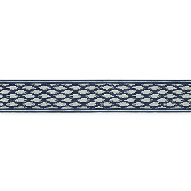 Patara Ikat Tape/Indigo T3307-004 by Scalamandre Trim Designer Trim STOCKED AT 100% POLYOLEFIN UNITED KINGDOM HEAVY DUTY Horizontal: 1.5" and Vertical: 2.5" - Swanky Fabrics -