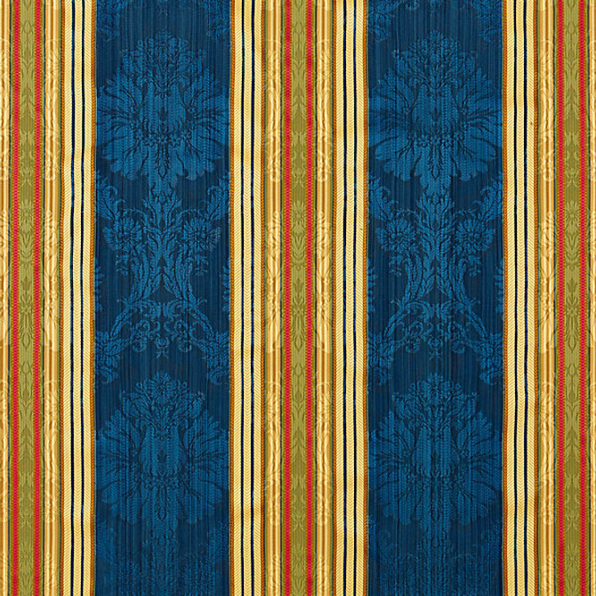 Santa Margarita/Multi On Cobalt 26166-004 by Scalamandre Designer Fabric 84% COTTON 16% VISCOSE ITALY MEDIUM DUTY Horizontal: 17" and Vertical: 14" 55" - Swanky Fabrics -