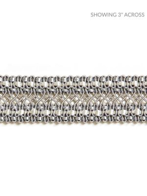 Selena Gimp Braid Zinc SCV12400002 by Scalamandre Designer Trim MODERN LUXURY 47% RAYON 29% COTTON 15% POLYESTER, 5% POLYAMIDE 4% LUREX CHINA LIGHT DUTY Horizontal: and Vertical: 1 - Swanky Fabrics -