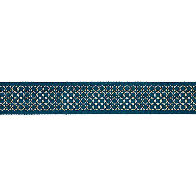 Seville Embroidered Tape/Peacock T3289-003 by Scalamandre Trim Designer Trim SCALAMANDRE WAREHOUSE 91% LINEN 9% RAYON INDIA LIGHT DUTY Horizontal: .5" and Vertical: 2.5" - Swanky Fabrics -