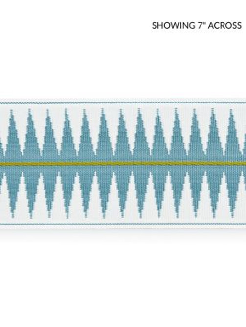 Soleil Tape Turquiose SCT33080003 by Scalamandre Designer Trim ISOLA INDOOR / OUTDOOR 100% POLYOLEFIN UNITED KINGDOM HEAVY DUTY Horizontal: .5" and Vertical: 3.5 - Swanky Fabrics -