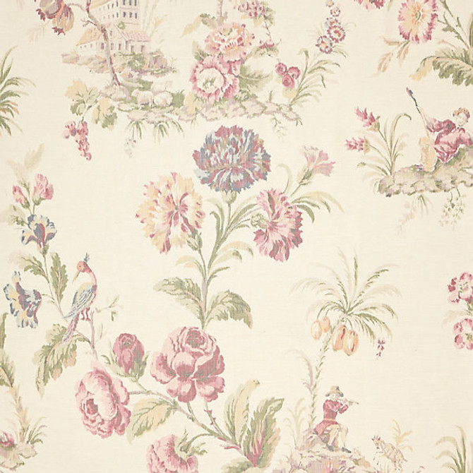 Somerset Silk Warp Print/Bloom 16585-001 by Scalamandre Designer Fabric JARDIN 53% VISCOSE 47% SILK THAILAND LIGHT DUTY Horizontal: 76.25" and Vertical: 52.5" 54" - Swanky Fabrics -