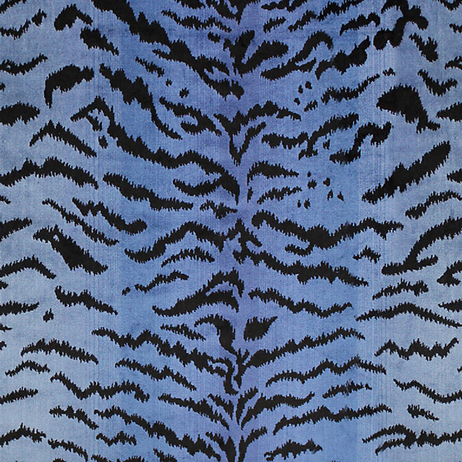 Tigre/Blues & Black 26167MMA-004 by Scalamandre Designer Fabric 69% VISCOSE 18% POLYESTER 13% COTTON USA MEDIUM DUTY Horizontal: 30.5" and Vertical: 24.75" 48.5" - Swanky Fabrics -