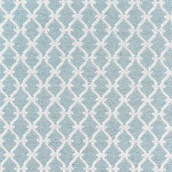 Trellis Weave/Sky by Scalamandre Fabric Scalamandre Fabric Trellis Weave/SkyFabric ORIANA 77% COTTON 20% POLYESTER 3% NYLON USA </p><p>Repeat: H: 2.125", V: 1.75" 53" - Fabric Carolina -
