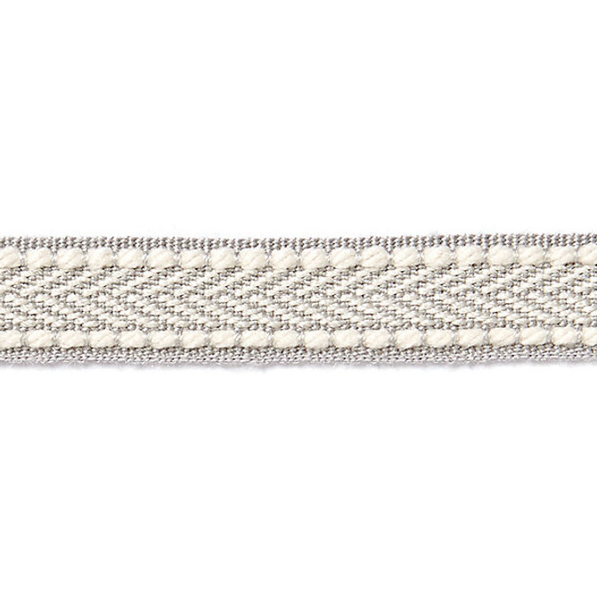 Watermill Gimp/Silver Grey Sc 0005T3286 by Scalamandre
 Designer Trim HAMPTONS TRIMMINGS                                                     98% ACRYLIC 2% POLYESTER CHINA LIGHT DUTY Horizontal:  and Vertical:  0.625"  - Swanky Fabrics -